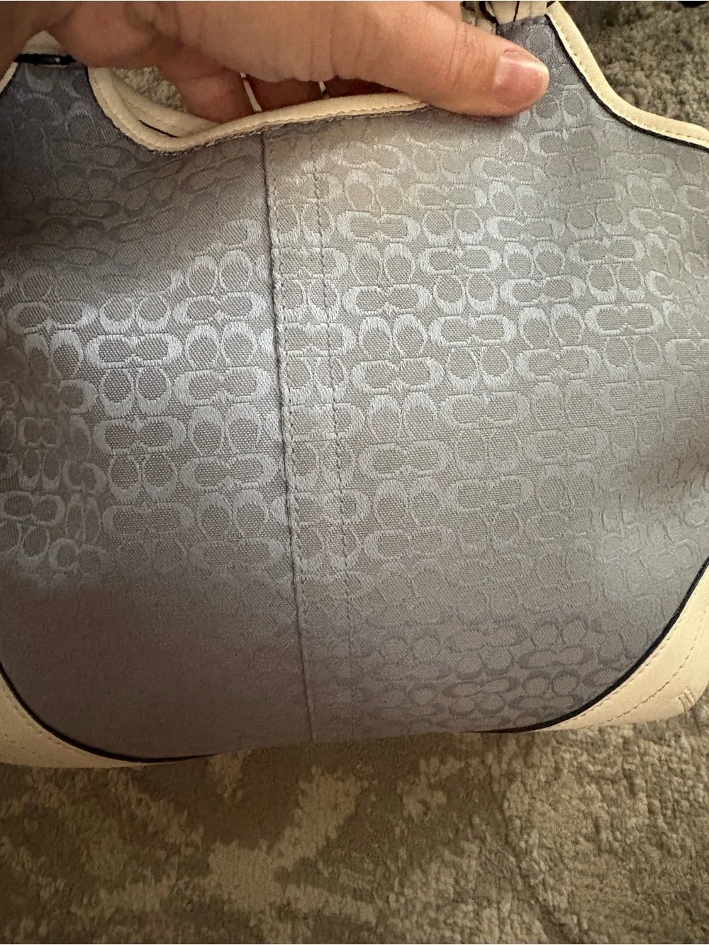 Coach blue and white mini c small shoulder bag with matching wristlet